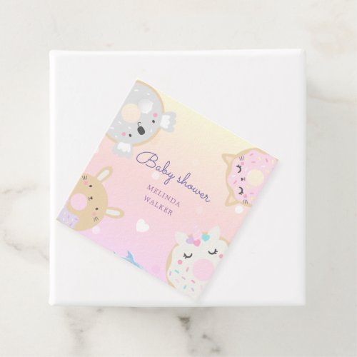 cute animal donuts monogram baby shower favor tags