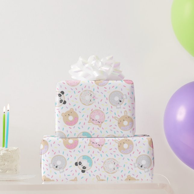 Cute Animal Donuts Wrapping Paper (Party Gifts)