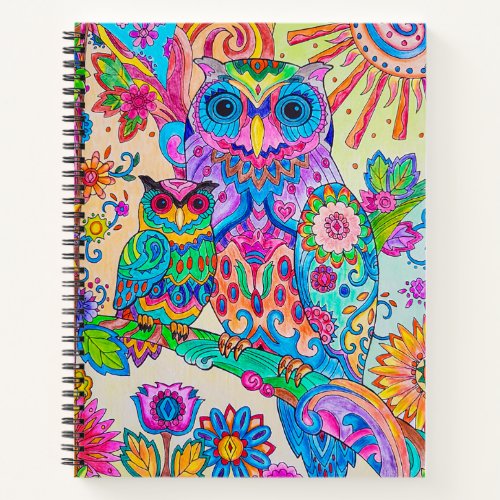 Cute Animal Doodle Owl Cartoon Bird Stationery Notebook