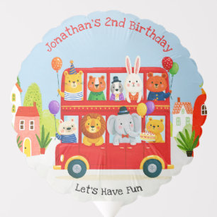 Cute Animal Double Decker Party Bus Birthday Balloon