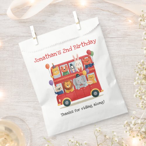 Cute Animal Double Decker Party Bus Birthday Favor Bag