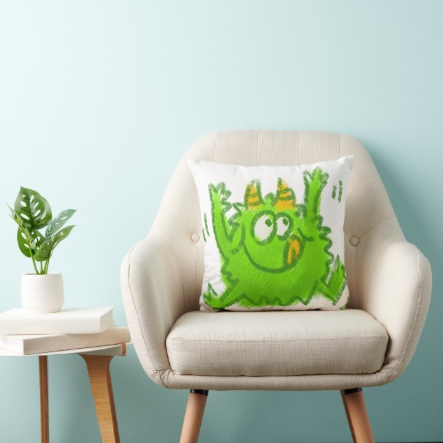 Cute Animal Drawing Throw Pillow (Chair)