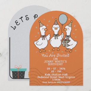 Cute Animal   Ducks Birthday Invitation 