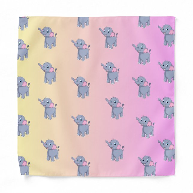 cute animal elephant simple gray pink  bandana (Front)