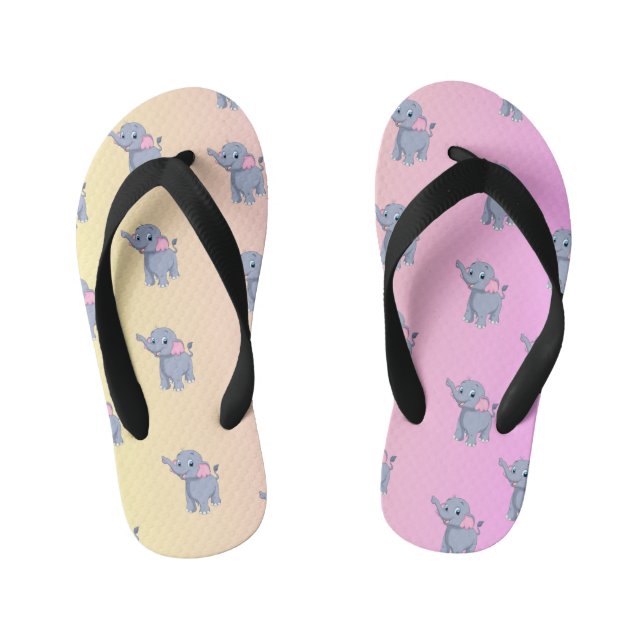 cute animal elephant simple gray pink  kid's flip flops (Footbed)