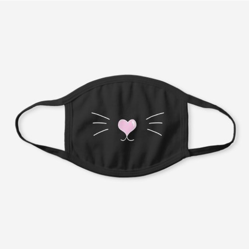 Cute Animal Face Heart Nose  Feline Kitty Cat Black Cotton Face Mask