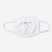Cute Animal Face with Whiskers White Cotton Face Mask (Front)