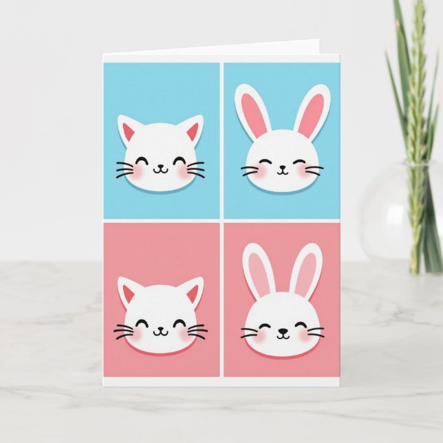 Cute Animal Faces Art Card (Front)