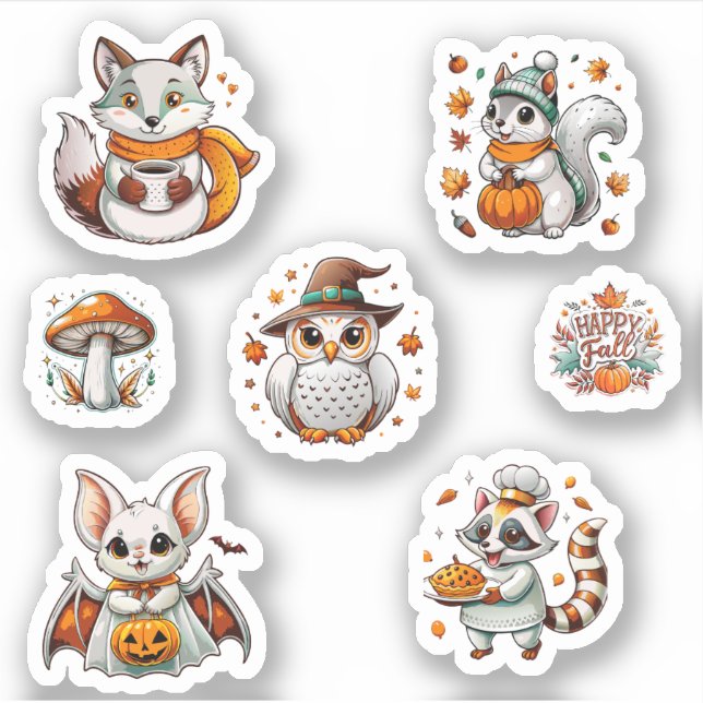 cute animal fall Stickers Pack