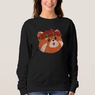 Cute Animal Flowers Zoo Animal Roses Red Panda Sweatshirt