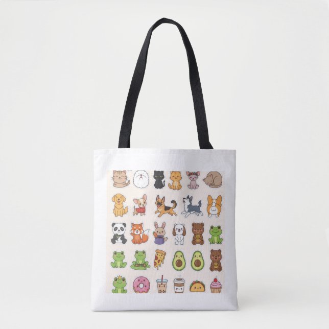 Cute Animal & Food Sticker Sheet – Kawaii Cats, Do Tote Bag (Front)