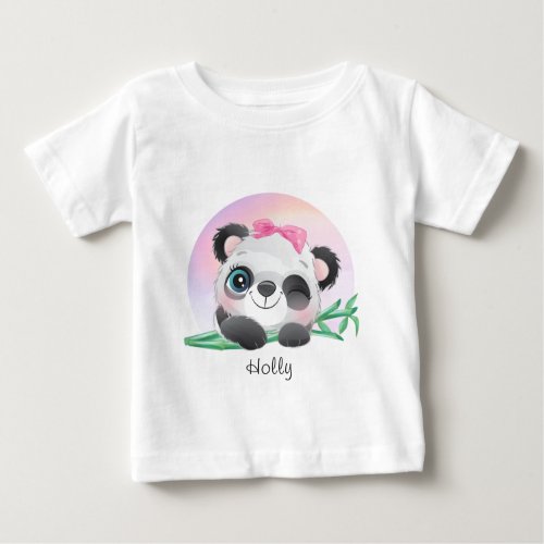 Cute Animal Friendly Panda Bamboo   Baby T_Shirt