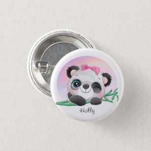 Cute Animal Friendly Panda Bamboo    Button