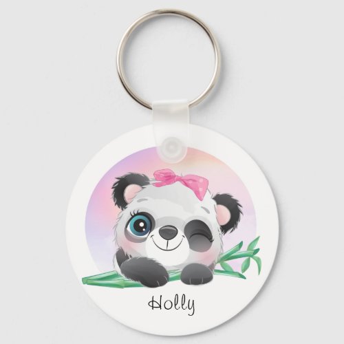 Cute Animal Friendly Panda Bamboo   Keychain