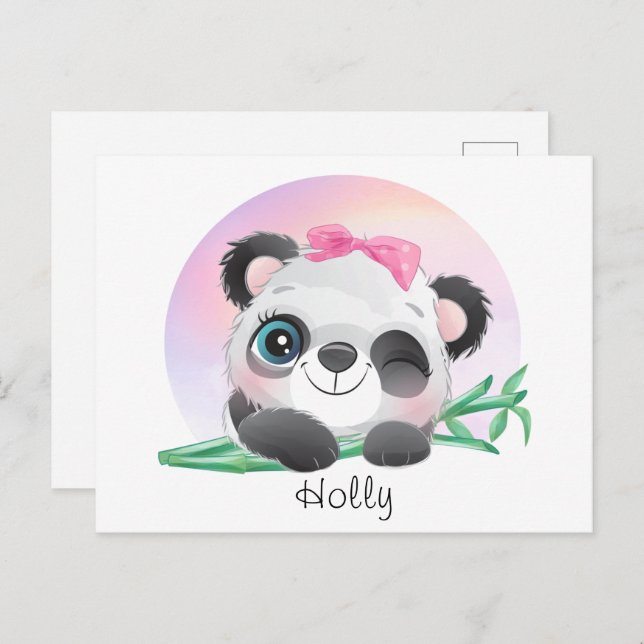 Cute Animal Friendly Panda Bamboo     Postcard (Front/Back)