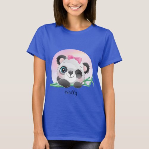 Cute Animal Friendly Panda Bamboo    T_Shirt