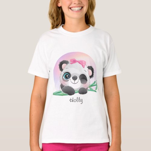 Cute Animal Friendly Panda Bamboo T_Shirt
