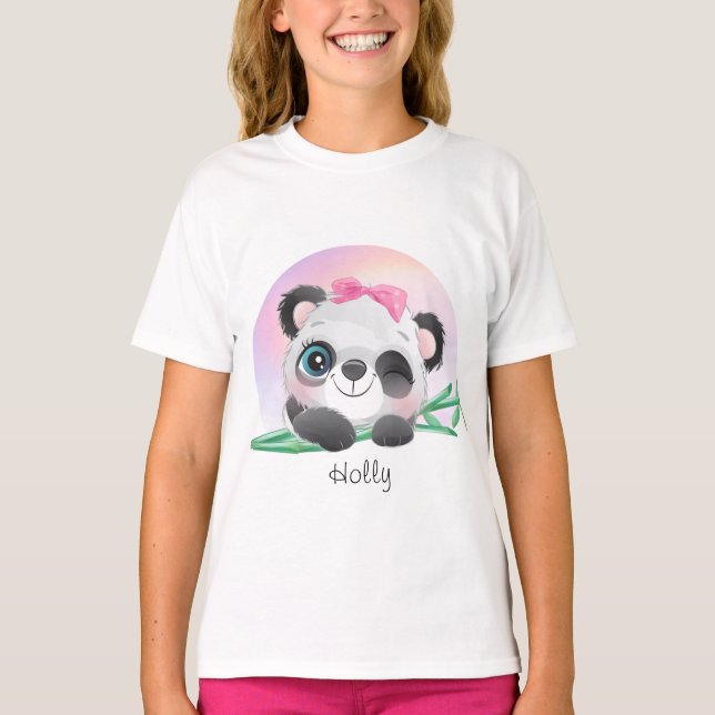 Cute Animal Friendly Panda Bamboo T-Shirt (Front)