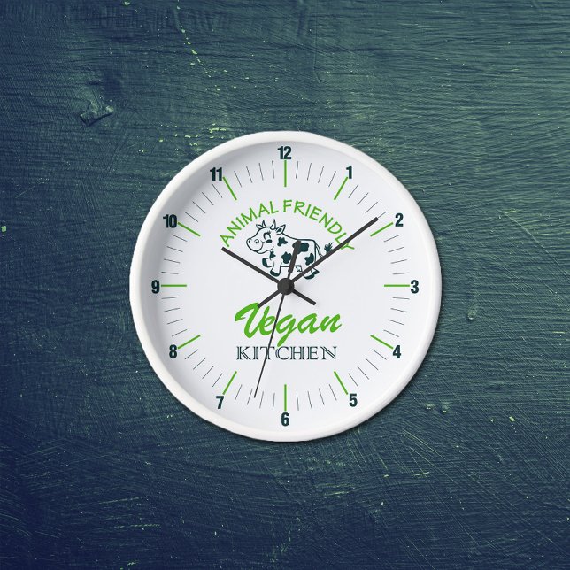 Cute Animal Friendly Vegan Kitchen, Cow Wall  Clock (Creator Uploaded)