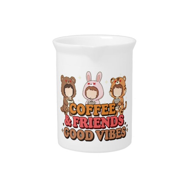 Cute Animal Friends Coffee Lovers Beverage Pitcher (Front)