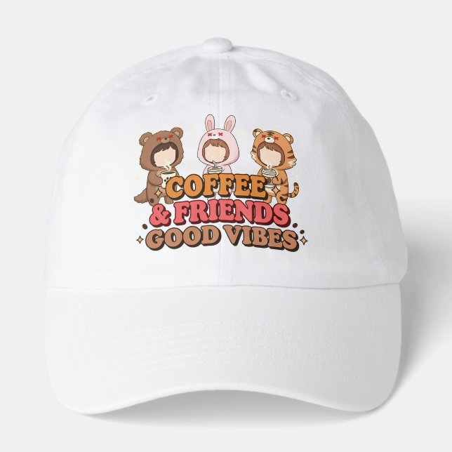 Cute Animal Friends Coffee Lovers Hat (Front)