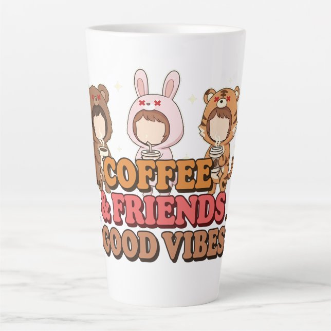 Cute Animal Friends Coffee Lovers Latte Mug (Front)