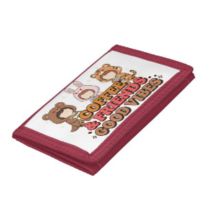 Cute Animal Friends Coffee Lovers Trifold Wallet