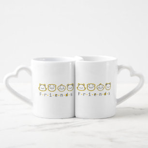 Cute animal friends face coffee mug set
