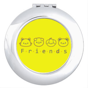 Cute animal friends face compact mirror
