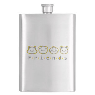 Cute animal friends face flask