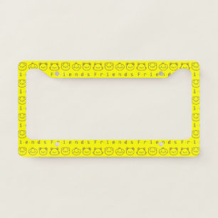 Cute animal friends face license plate frame