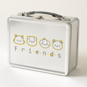 Cute animal friends face metal lunch box