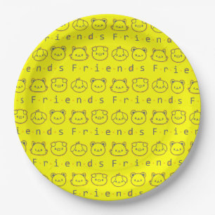 Cute animal friends face paper plates