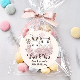 Cute Animal Friends Forever Girl Kids Party Favor Classic Round Sticker
