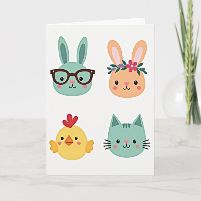 Cute Animal Friends Greeting Card (Front)