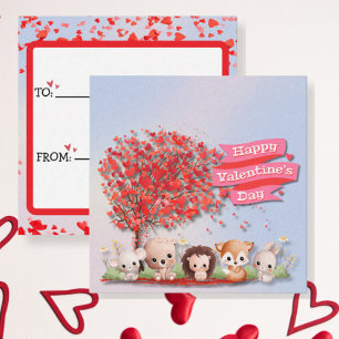 Cute Animal Friends Happy Valentines Day Note Card