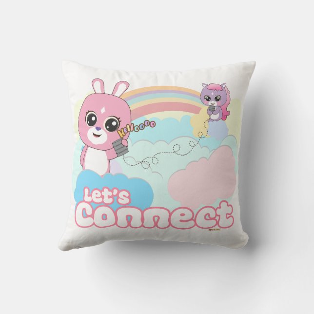 Cute Animal Friends – Let's Connect Throw Pillow (Back)