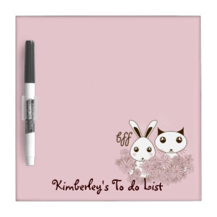 Cute Animal Friends Pink Girls Kids To Do List Dry Erase Board
