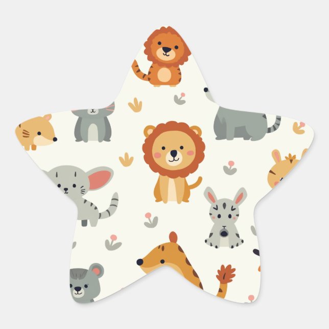 Cute Animal Friends Star Stis" Sticker (Front)