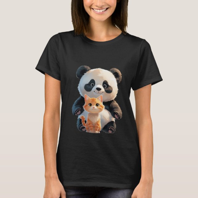 Cute Animal Friendship Design T-Shirt (Front)