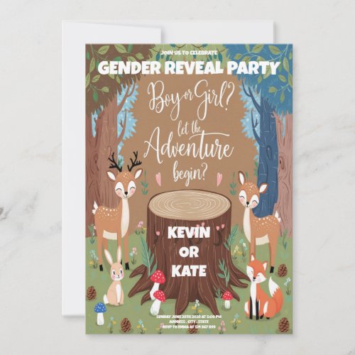 Cute Animal Gender Reveal Party Invitation 