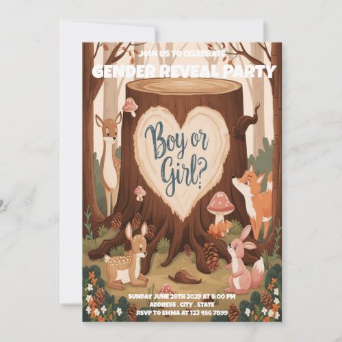 Cute Animal Gender Reveal Party Invitation