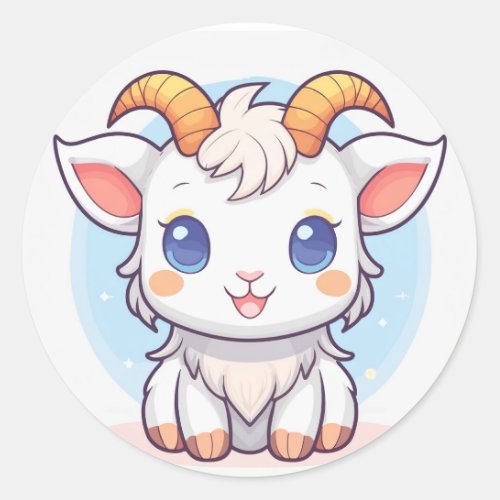 Cute Animal Goat Classic Round Sticker