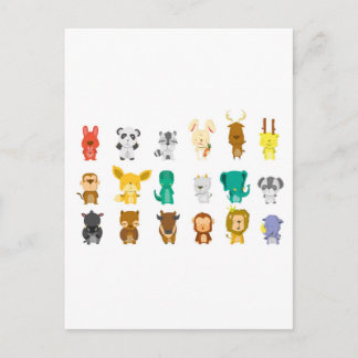 Cute animal group postcard