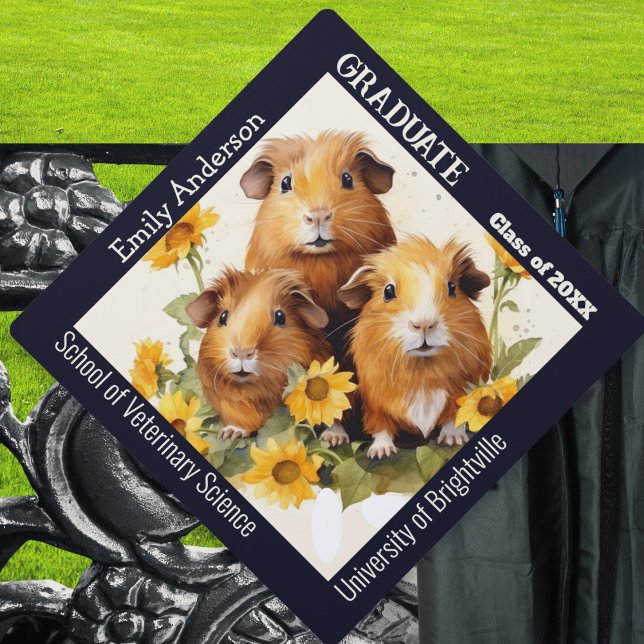 Cute Animal Guinea Pig Graduation Tassel Topper (A personalized graduation cap topper with guinea pigs picture, for veterinary medicine graduates)
