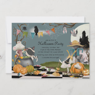 Cute Animal Halloween Party Invitation