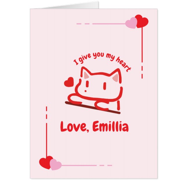 Cute Animal Heart Personalized Card (Front)