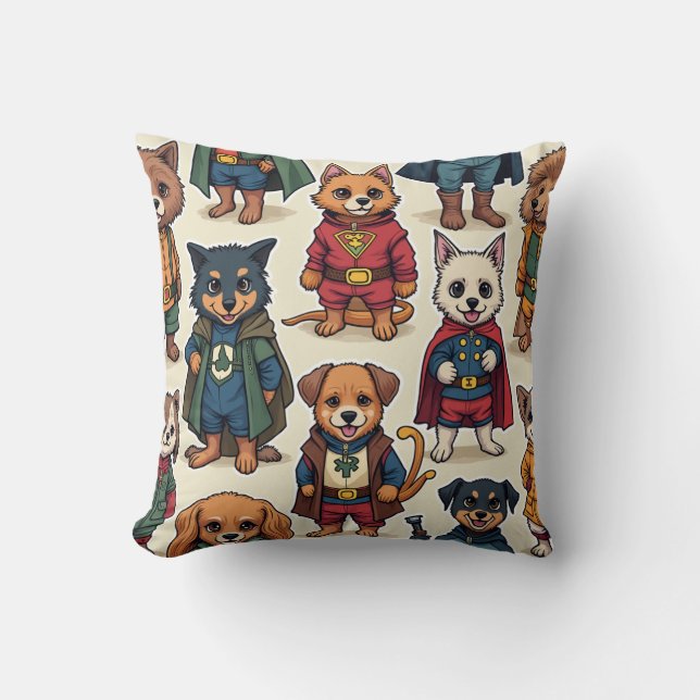 cute animal heroes throw pillow (Front)