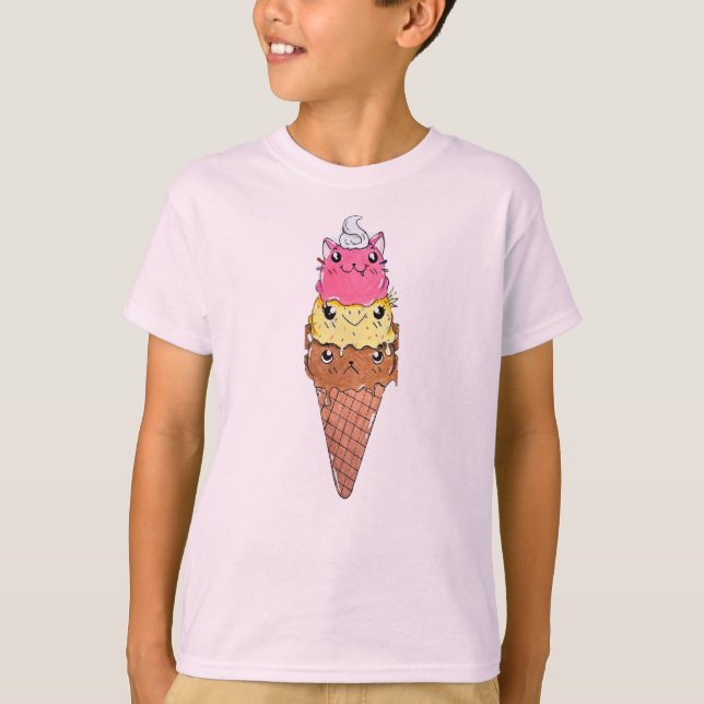 Cute Animal Ice Cream Cone T-shirt (Front)