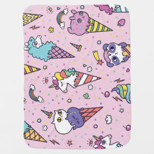 Cute Animal Ice Cream Cones Baby Blanket